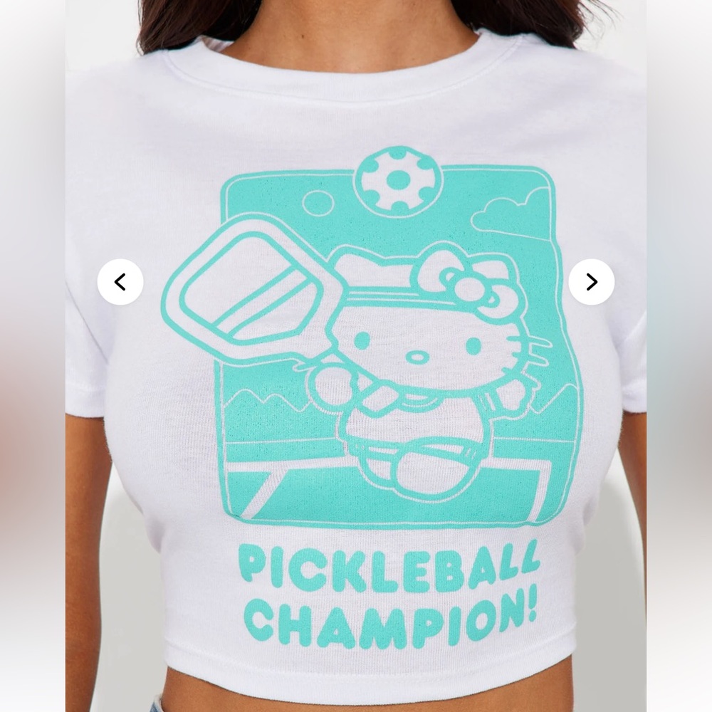 Fashion Nova White Crop Top with Aqua Graphic